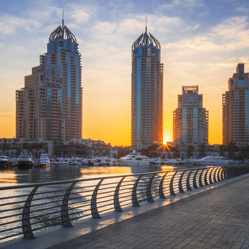 Dubai Marina at sunrise